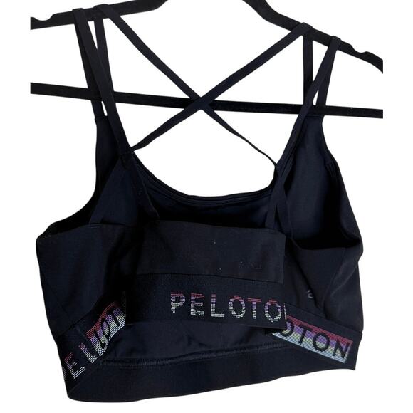 Peloton Strappy Elevate Sports Bra Women 1X Black Stretch Athletic Activewear - Picture 2 of 7